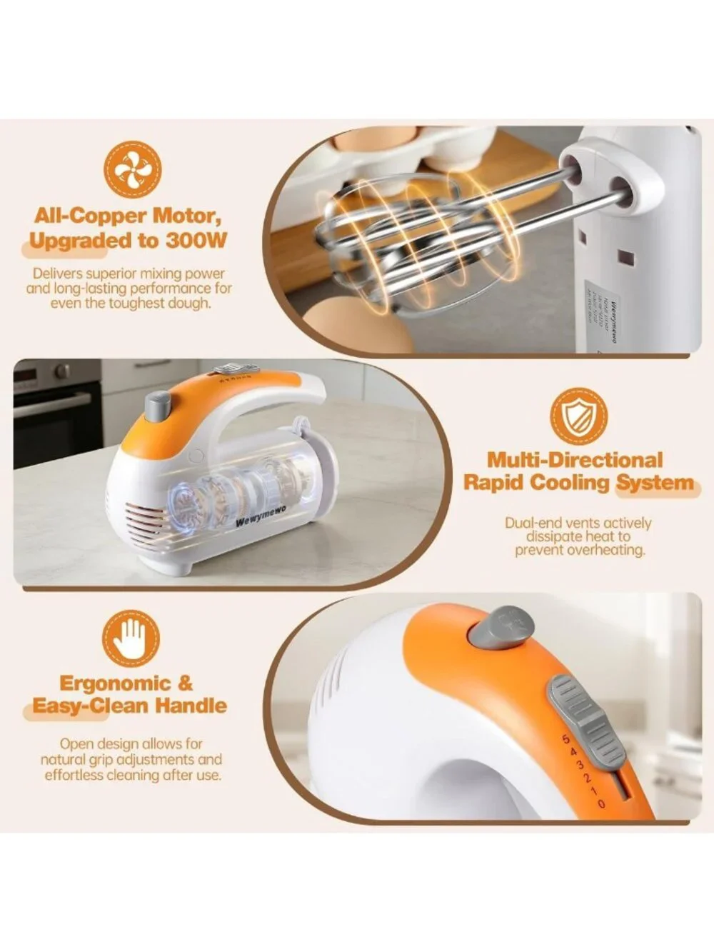 5-Speed 300W Hand Mixer with Bowls & Accessories for Baking | Complete Kitchen